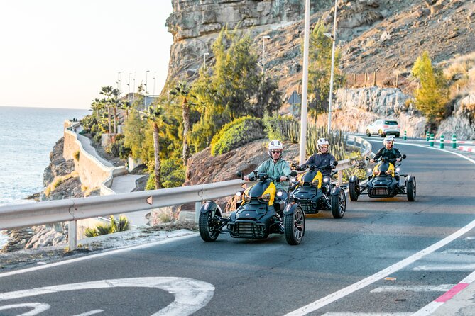 3 wheels motorcycle Coast Tour - Ryker - Gran Canaria Maspalomas - Arguineguin and Patalavaca at evening light
