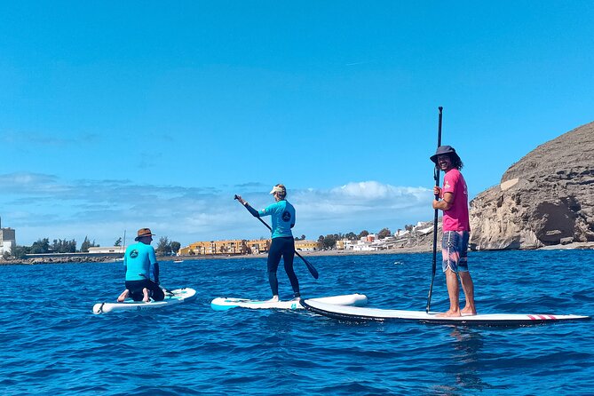 Stand Up Paddle and Snorkeling Tour of Gran Canaria with Transfers south area - Paddling toward a calmer bay